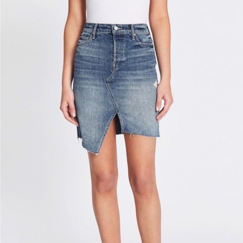 MOTHER Denim The Tomcat Slide Mini Fray Skirt Sz 31